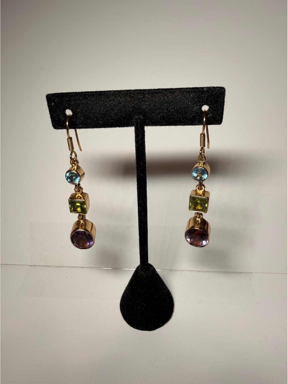 Charles Albert Dangle Earrings with Genuine Gemstones